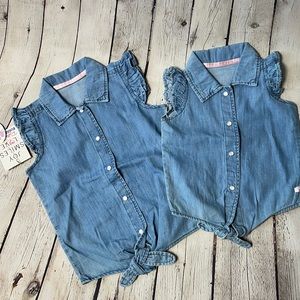 COPY - Ruffle Butts denim ruffle sleeveless button up